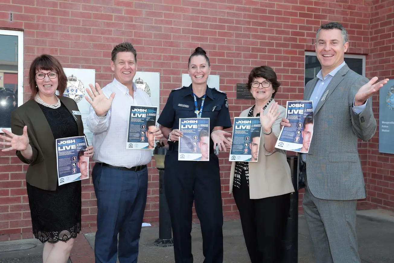 JAZZED UP: Northeast Health interim chief executive officer Fiona Shanks, Rural City of Wangaratta chief executive officer Brendan McGrath, Senior Sergeant Kellie Graham, Dr Rowan O\\'Hagan from Albury Wodonga Health and president of the North East Blue Ribbon Foundation Graeme Seimpfendorfer are looking forward to a musical event next month. PHOTO: Kieren Tilly 