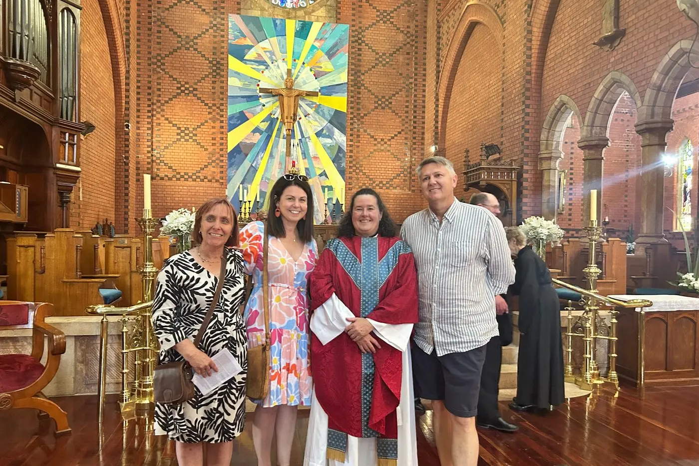 COMMUNITY SUPPORT: NHW colleagues Helen Tiffin, Kim Comensoli, Lesley Lewis and Jason O\\'Keeffe came to support Rev\\'d Lesley Lewis when she was ordained.