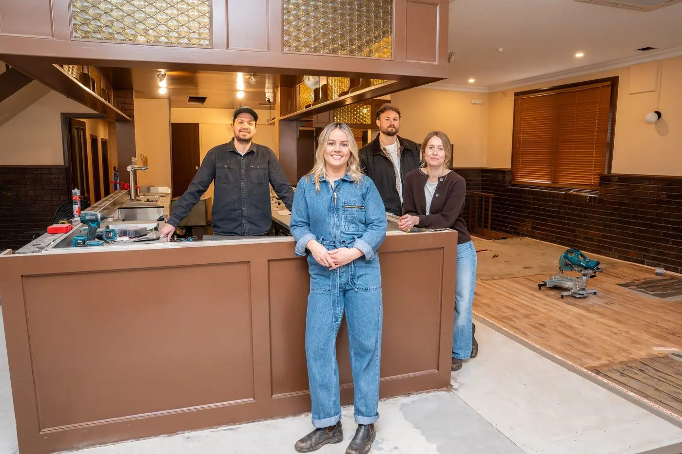 A NEW BEGINNING: Dale Kemp (left), Brittany Hart, Jackson Cartwright and Sian Haycock will open the doors to the revamped Yack Hotel on 1 August.