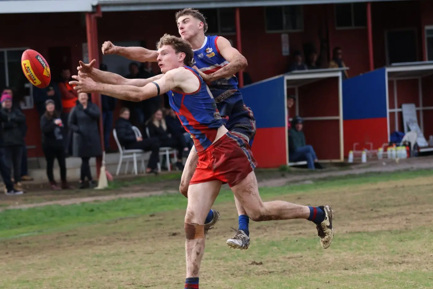 BEATEN TO IT: Liam Stephens tries to reach out for the mark as Beechworth were soundly beaten in their final home game of the year by 61-points.