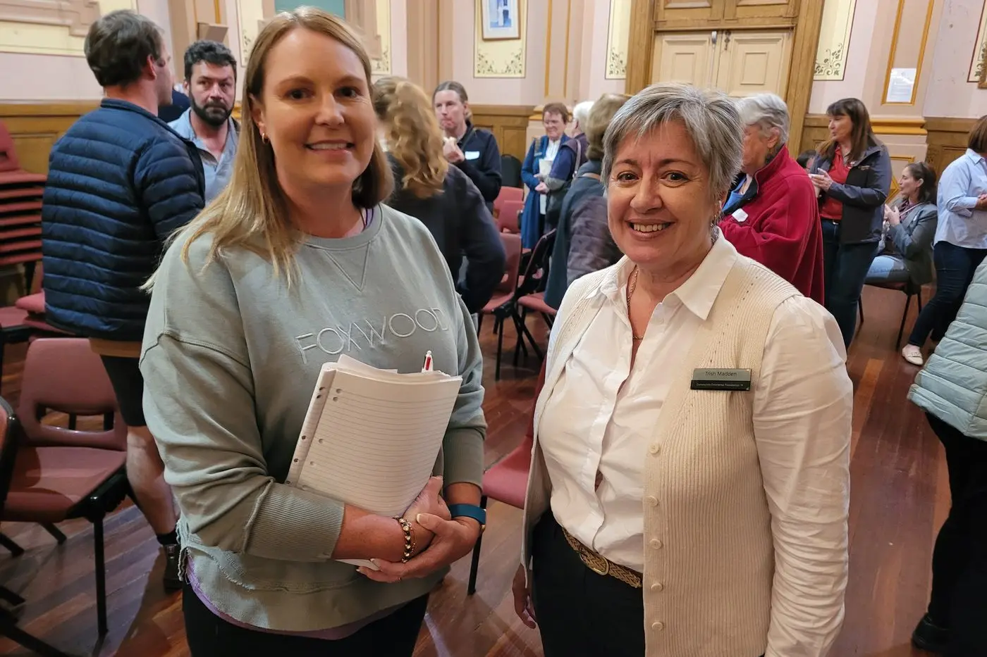FINGERS CROSSED: Beechworth Pickleball Club treasurer Leanne Vickers with guest speaker Bendigo Bank\\u2019s Community Enterprise Foundation manager, Trish Madden, at last week\\u2019s community information evening. PHOTOS: Coral Cooksley
