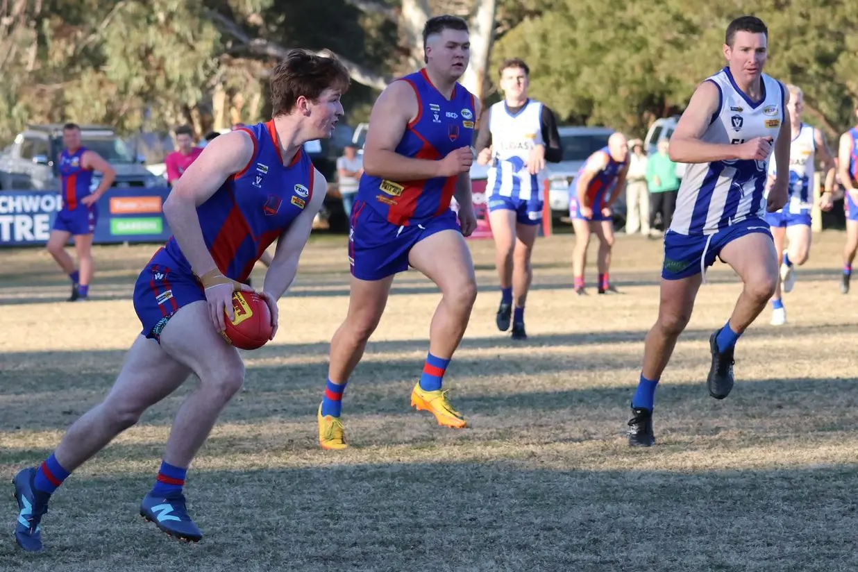 NO EASY RUN: Clancy Ellett continued his strong season for the Bushrangers as Beechworth grinded out a 23-point win over Wodonga Saints.