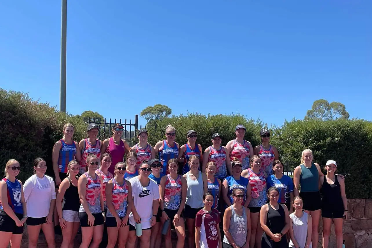 BIG DAY OUT: Australian netballer Jo Weston (second from right) brought smiles to the 80 netballers who attended the two hours of junior and senior netball clinics on Sunday morning. Id:37742