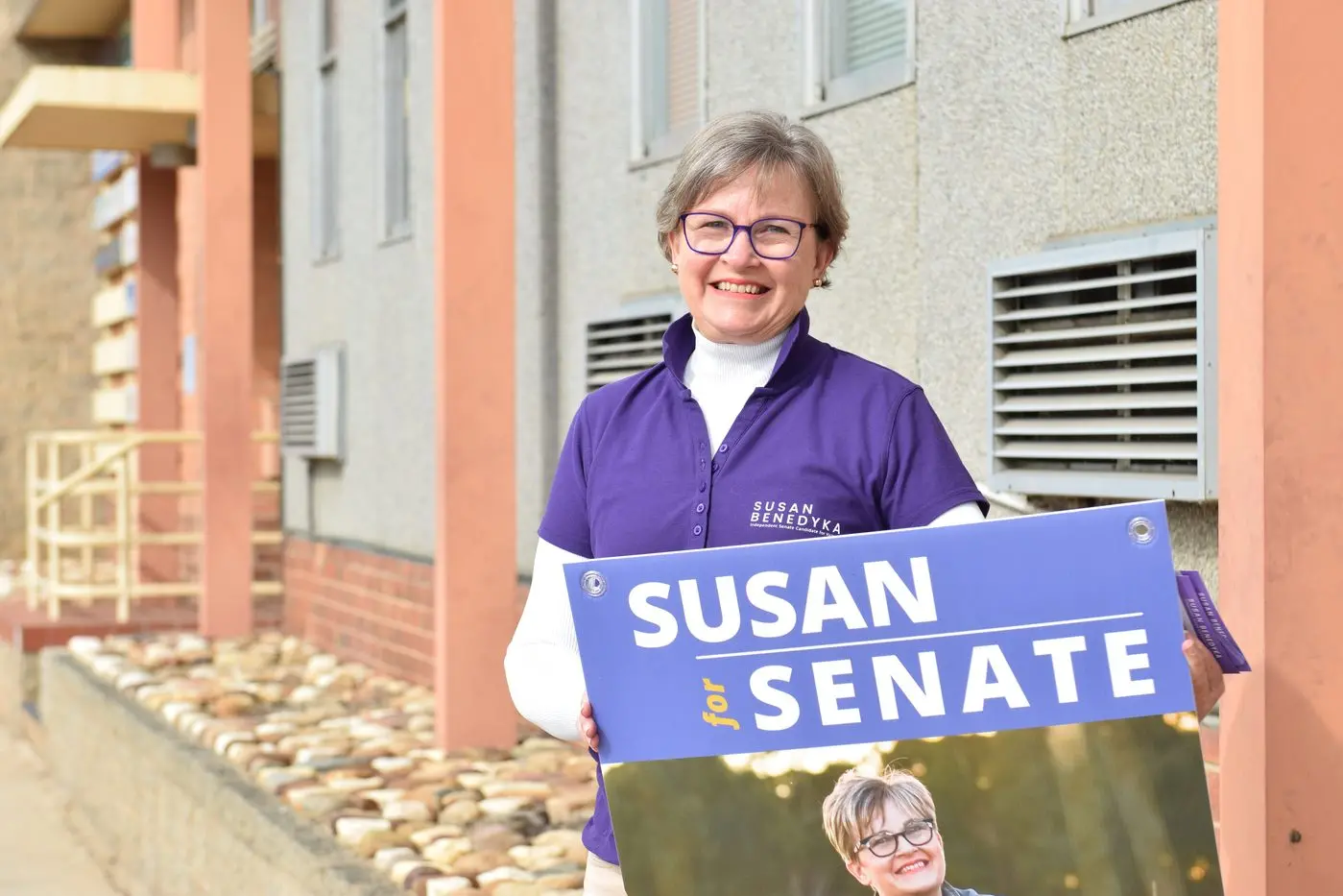 ON THE CAMPAIGN TRAIL: Byawatha resident Susan Benedyka is travelling across Victoria in her bid to win a Senate seat at this month\\'s federal election. PHOTO: Brodie Everist Id:24646