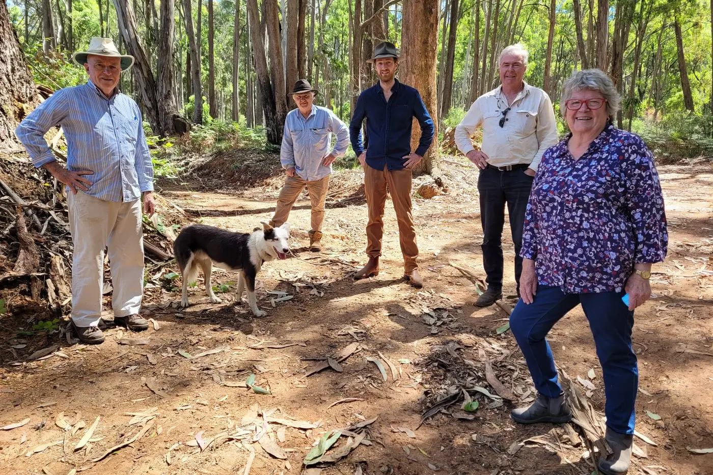 EXCITED: Some of the Stanley Landcare members Dr Tony McDonald (left), Michael Nuck, Ben Hamey and Carmel Smith who have taken part in developing walks around Stanley at one of the track starts last week. PHOTO: Coral Cooksley Id:19320