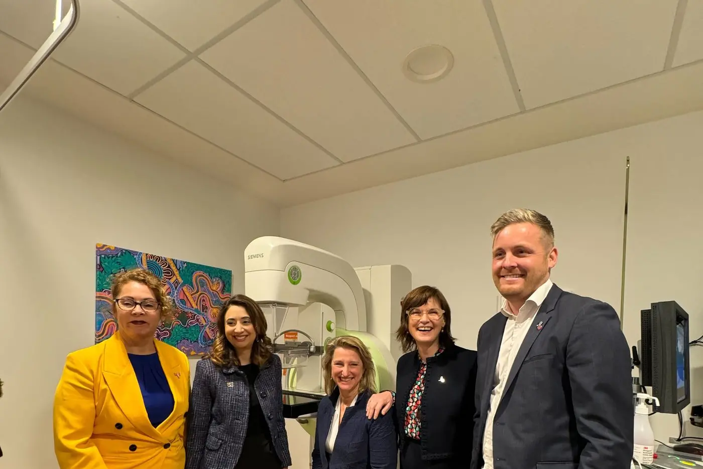 SUPPORTING WOMEN: State MP Sonja Terpstra, state MP Kat Theophanous, Minister for Prevention of Family Violence Vicki Ward, Minister for Health Mary-Anne Thomas and acting chief executive officer of BreastScreen Victoria Luke Neill at BreastScreen in Heidelberg representing the joint effort going forward to bring new services directly to women in regional Victoria.