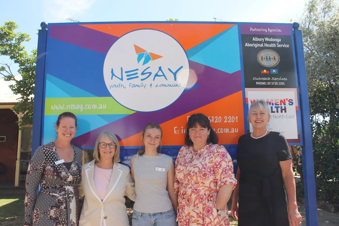 CELEBRATING 40 YEARS: Interim CEO Claire Anderson, keynote speaker and previous employee of NESAY Kerry Burns, Youth Advisory Committee member Isabelle Beecroft, previous CEO Leah Waring  and NESAY president Alison Maclean gathered to reflect on and celebrate the work NESAY has done in the community. PHOTOS: Jordan Duursma