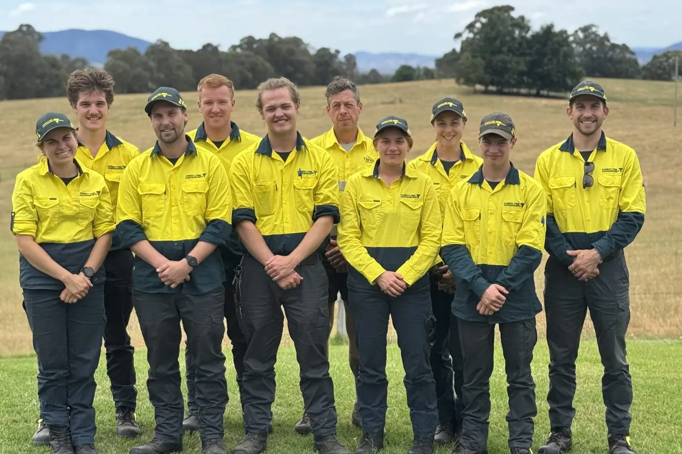 TEAM OVENS: Forest Fire Management Victoria recruits will work alongside experienced firefighters this summer to keep communities in Ovens District safe. Pictured L-R at Yackandandah were Sophie Robbins, Ashton McPherson, Chris Lewczynski, Lukas Jakobsson, Noah Tanzen, Louglinn Kennedy, Nancy Mailey, Courtney Dangerfield, William Michie and Michael Hastie.