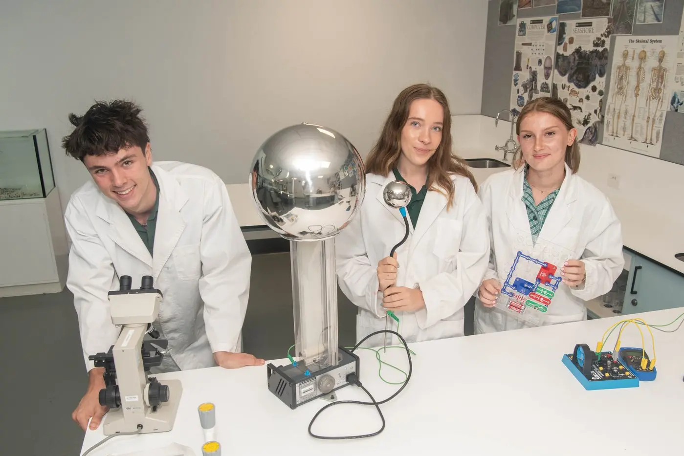 FIND YOUR PATHWAY: Aya McInerney, Saskia Terlaak and Tahji Browne showcasing the Beechworth Secondary School lab as prospective students have the chance to see all of the school\\'s offerings next Wednesday night. PHOTO: Kurt Hickling