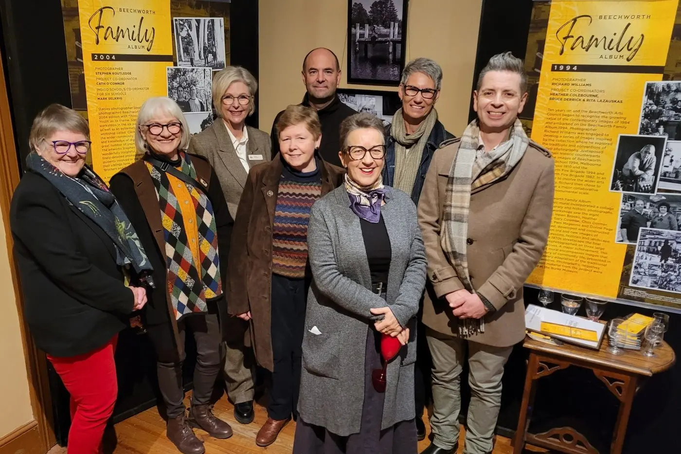 GREAT NIGHT: Beechworth Council (BAC) members Chris Dormer (left), Estelle Patterson, with Federal member for Indi Dr Helen Haines, BAC member Heather Sparks, photographer Marc Bongers and BAC members Ali Rowe, Judy Hawking Burnett and Matt Kinsey at last Thursday\\'s exhibition launch. PHOTOS: Coral Cooksley