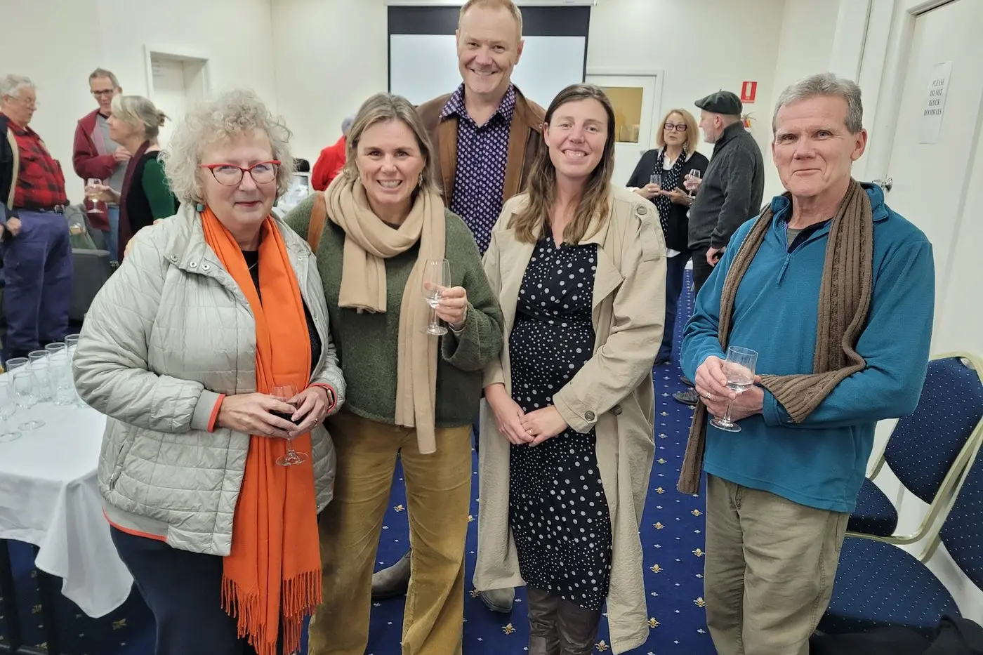 WORDED UP: The Winterwords Autonomous Collective received a $4160 grant to help present Geraldine Quinn\\'s show The Passion of Saint Nicholas and her workshop at the 2025 Winterwords Festival. Pictured at last year\\'s opening at the town hall was poet Rose Lilley (left), local crime author Margaret Hickey, actor and writer Stephen Hall, crime writer Shelley Burr and writer David Crawford. PHOTO: Coral Cooksley