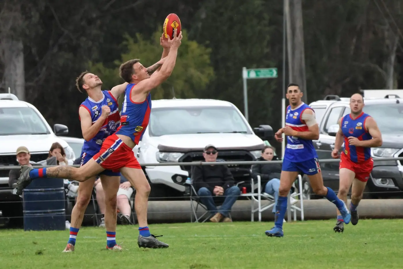 TIME TO PLAY: Lachie Armstrong takes a strong mark in the Bushrangers\\' elimination final match against Thurgoona last year, with both sides expected to test the top five once again in 2025.