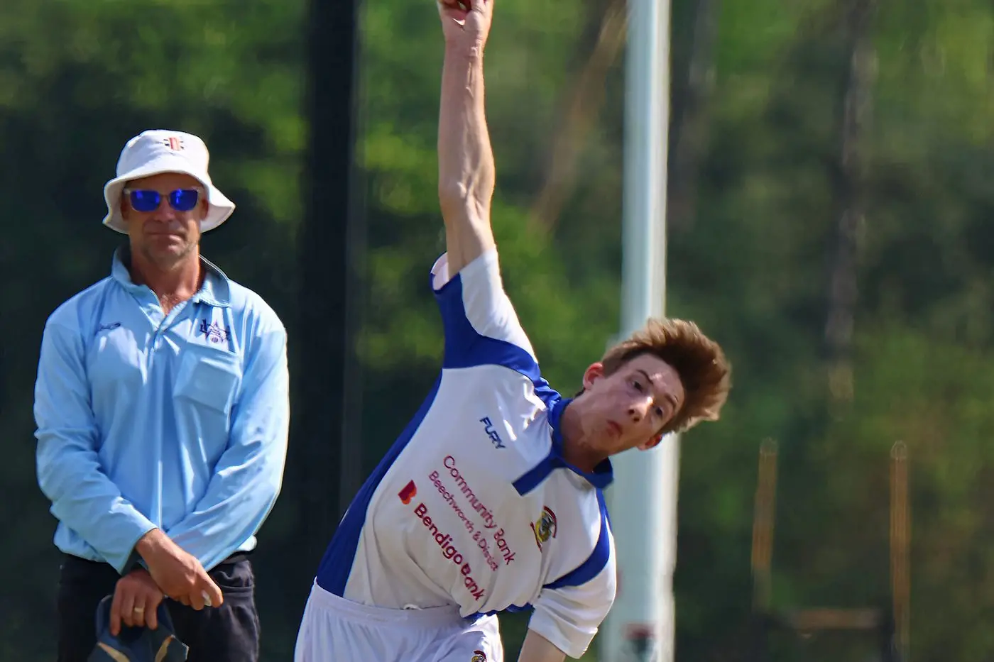 IN THEIR HANDS: Tim Cogger and the Beechworth bowling attack can secure the coveted third spot on the ladder with a win over Benalla. PHOTO: Janet Watt