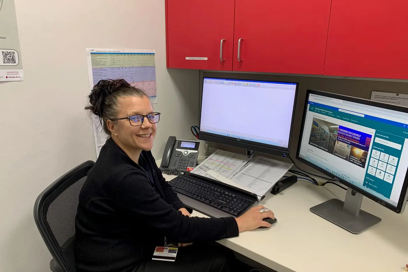 READY FOR ROLLOUT: Beechworth Health Service administration officer Gemma King using the new Hume Patient Administration System.
