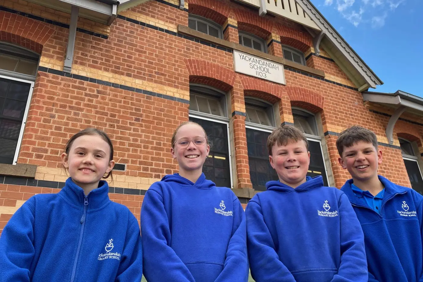 EXCITED: Four of the Yackandandah Primary School students, Evie Burston (left), Lara Bebbington, Will Black and Peter Kellaway received highly commended award in this year\\u2019s Victorian Parliament Prize. PHOTO: Brendan Hogan