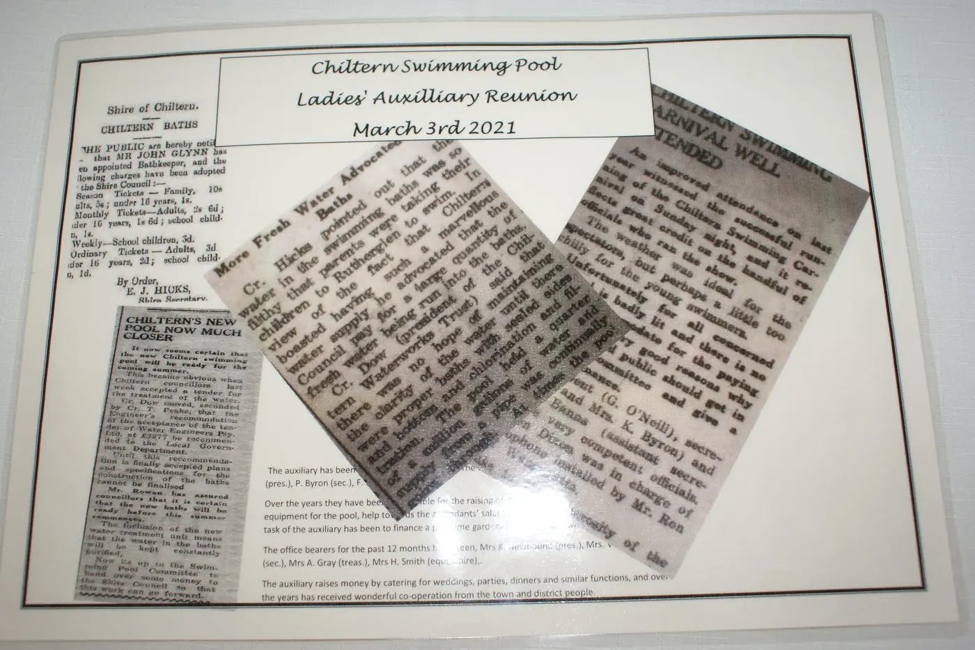 BLAST FROM THE PAST: Reports about the pool from the Chiltern Federal Standard newspaper.