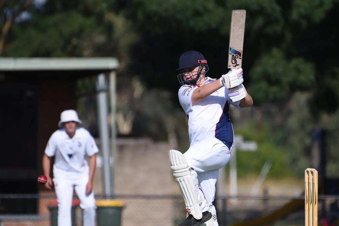 PULLED AWAY: Henry Lister stands strong as he plays down the leg side in Rutherglen under 14s two day match against Wangaratta Magpies White last Saturday. PHOTOS: Melissa Beattie