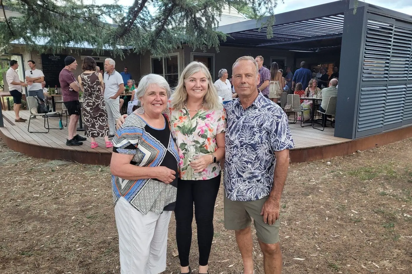 ON A MISSION: Friends of Lake Moodemere members Robyn Pfeiffer (left) with Belinda and Michael Chambers at the fundraiser to fight the proposed development held at Lake Moodemere Estate last Saturday evening. PHOTO: Coral Cooksley