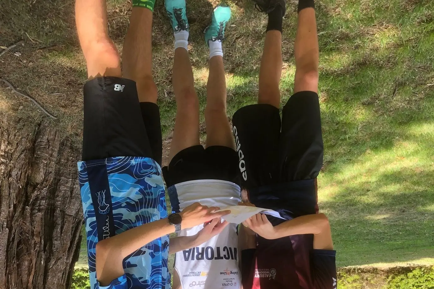 WHICH WAY: Nick Mousley (left), Mason Arthur from Melbourne Forest Racers club Coffs Harbour\\'s Oscar Woolford from the Bush Beach\\'n\\'Boulders club trained up ready for the next big orienteering challenge. Id:20075