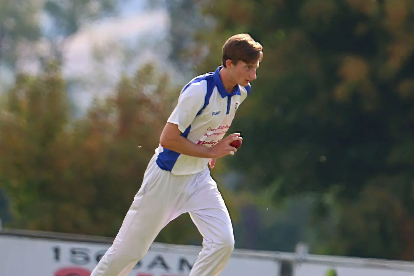STEAMING IN: Tim Cogger charges in to bowl, taking figures of 3/27 and 1/22 against Ovens Valley United. PHOTOS: Janet Watt
