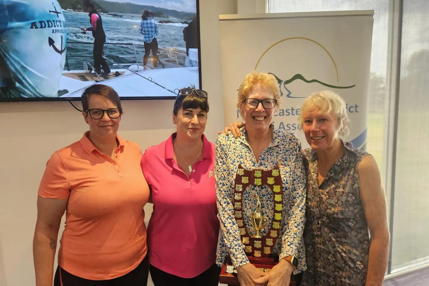 FULL SWING: Hollie Goodwin, Zoe Gephart, Margot Northey (Yackandandah Golf Club) and Deb Tully at Wodonga last Sunday.