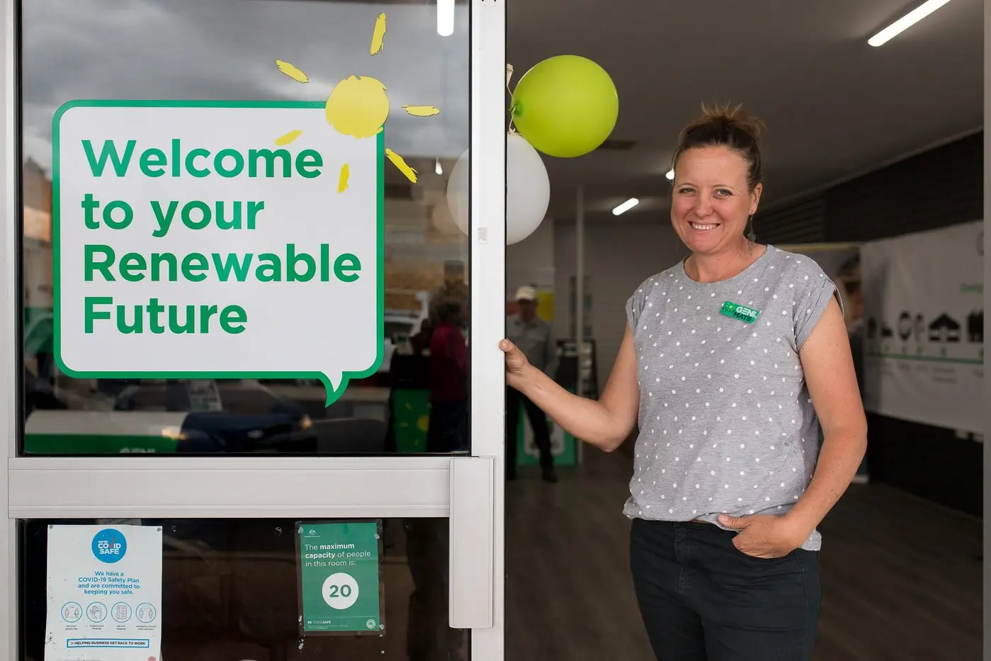 TRUTH ABOUT RENEWABLES: Geni.Energy is a similar concept that Local Energy Hubs is modelled off. Pictured is Geni.Energy founder Sally Hunter at her shop front at Narrabri in NSW.