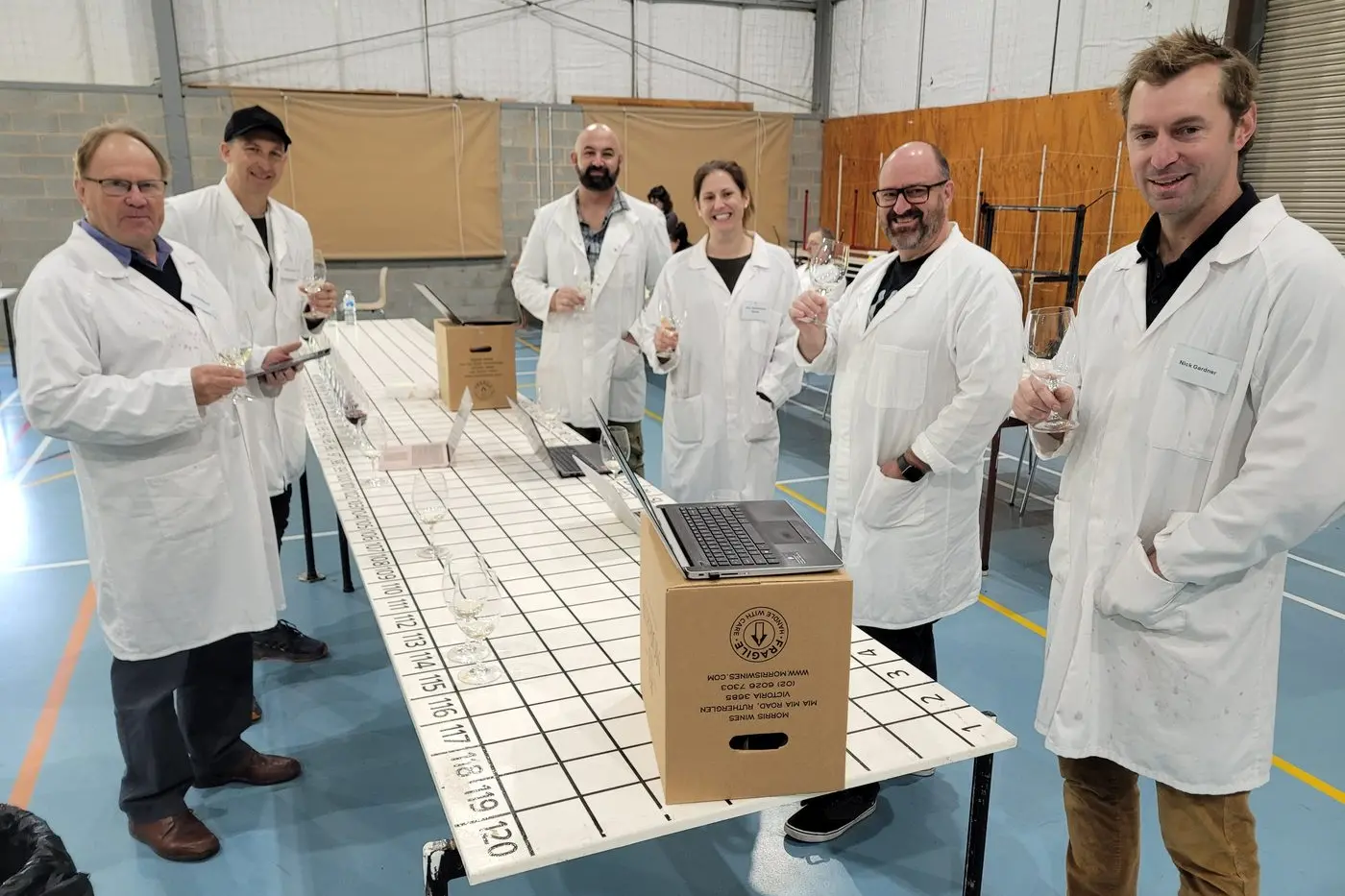 TASTED: Fifth-generation winemaker from one of Australia\\u2019s oldest winemaking families and now wine consultant and judge David Morris (left), associate judge Brown Brothers\\u2019 wine maker Tom Canning, associate judge and wine maker Lennie Lister with judge Amy Smith both from Warrabilla Wines, wine consultant and judge Glen Thomson with assistant winemaker and associate judge Nick Gardner from Campbells Wines at this week\\u2019s Rutherglen Wine Show incorporating the Australian Fortified Wine Show too. PHOTOS: Coral Cooksley