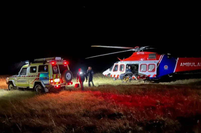 FLOWN OUT: A rider at Wonnangatta was flown to hospital after breaking his leg in a crash.