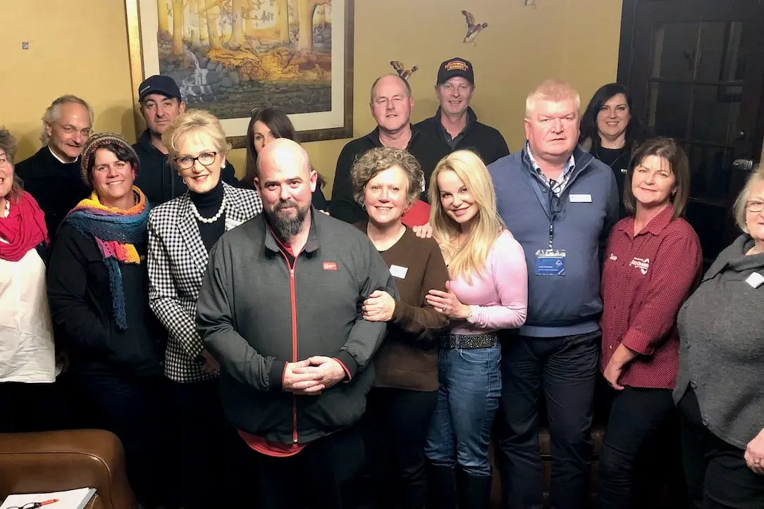 NEW DIRECTION: Beechworth Incorporated incoming president Katrina Witherow (centre) with members at the organisation\\u2019s annual meeting at the Hotel Nicholas. PHOTO: Jamie Kronborg