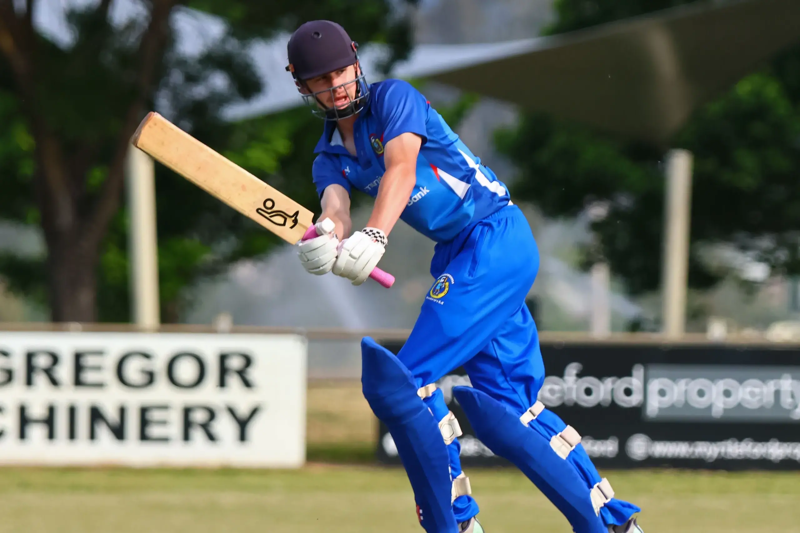 <p>OFF THE PAD: Taylor Thomson strikes a ball down the leg side.</p>\\n
