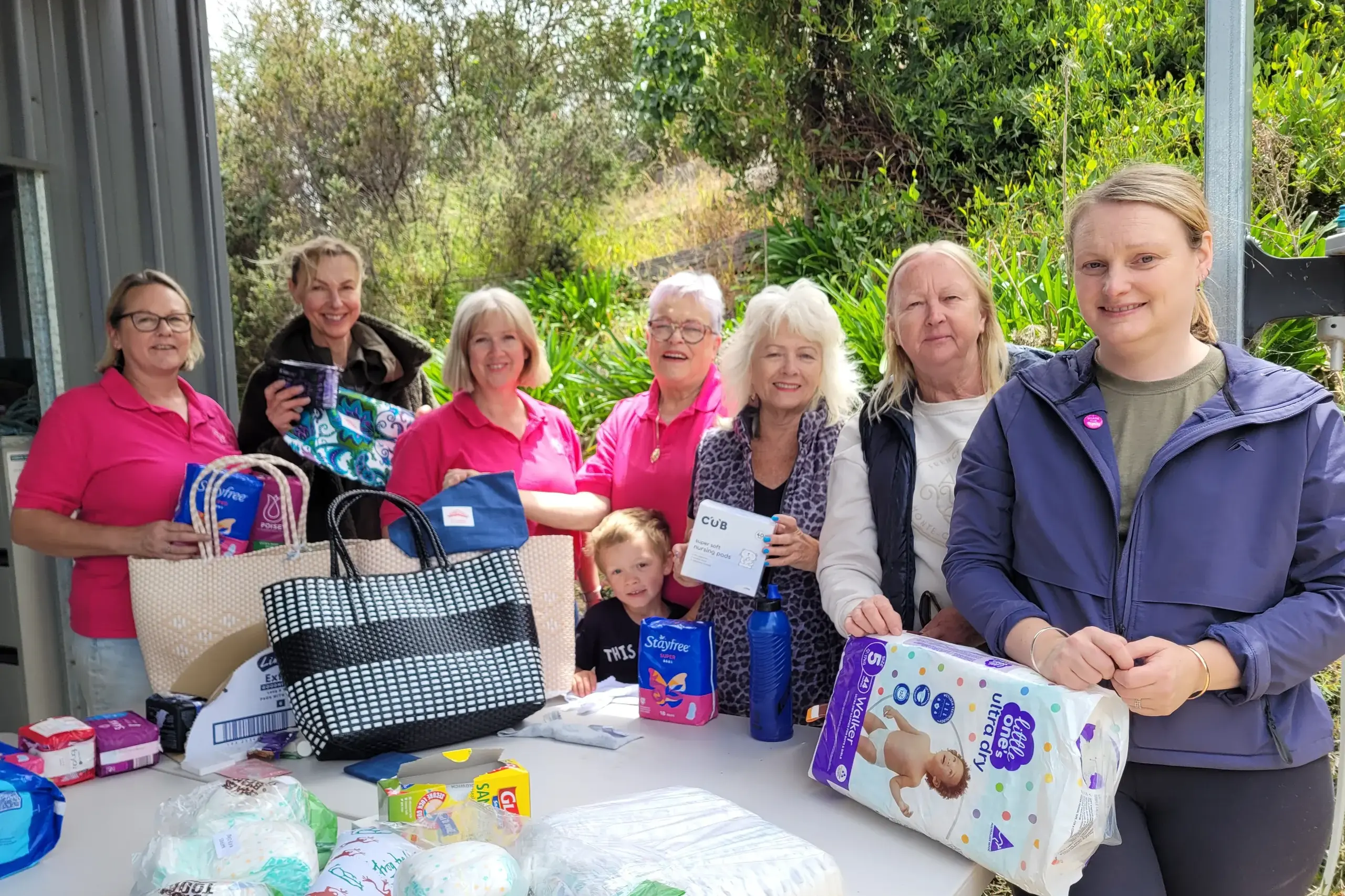 <p>PACKED: Volunteers at the recent \\u2018Share the Dignity\\u2019 packing day Helen Lowndes (left), Janet Friend, Tony Payn, Robyn Funston with her five-year-old grandson Jude, Heather Wells, Ruth Rampling and Holly Barber. PHOTO: Coral Cooksley </p>\\n