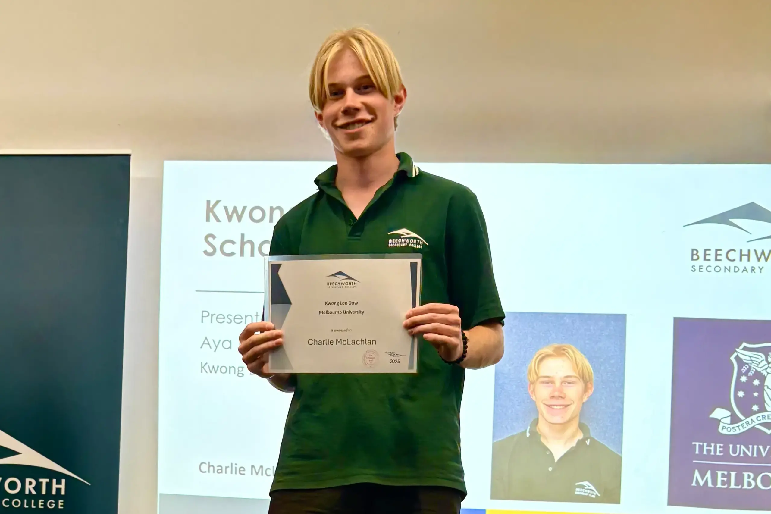 <p>EXCITED: BSC Year 10 student Charlie McLachlan is a recipient of the University of Melbourne Kwong Lee Dow Scholar award. PHOTO: Patricia Broom</p>\\n