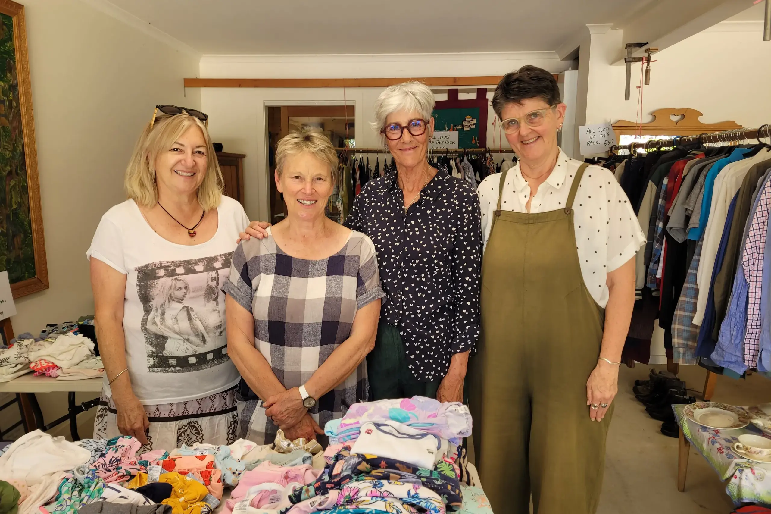 <p>HAPPY: Indigo Atauro Island Friendship group supporter Susan Jory (left), Friendship group president Libby Hosking and supporters Sally Anfruns and Kerrie Connor at the garage sale fundraiser last weekend. PHOTO: Coral Cooksley</p>\\n