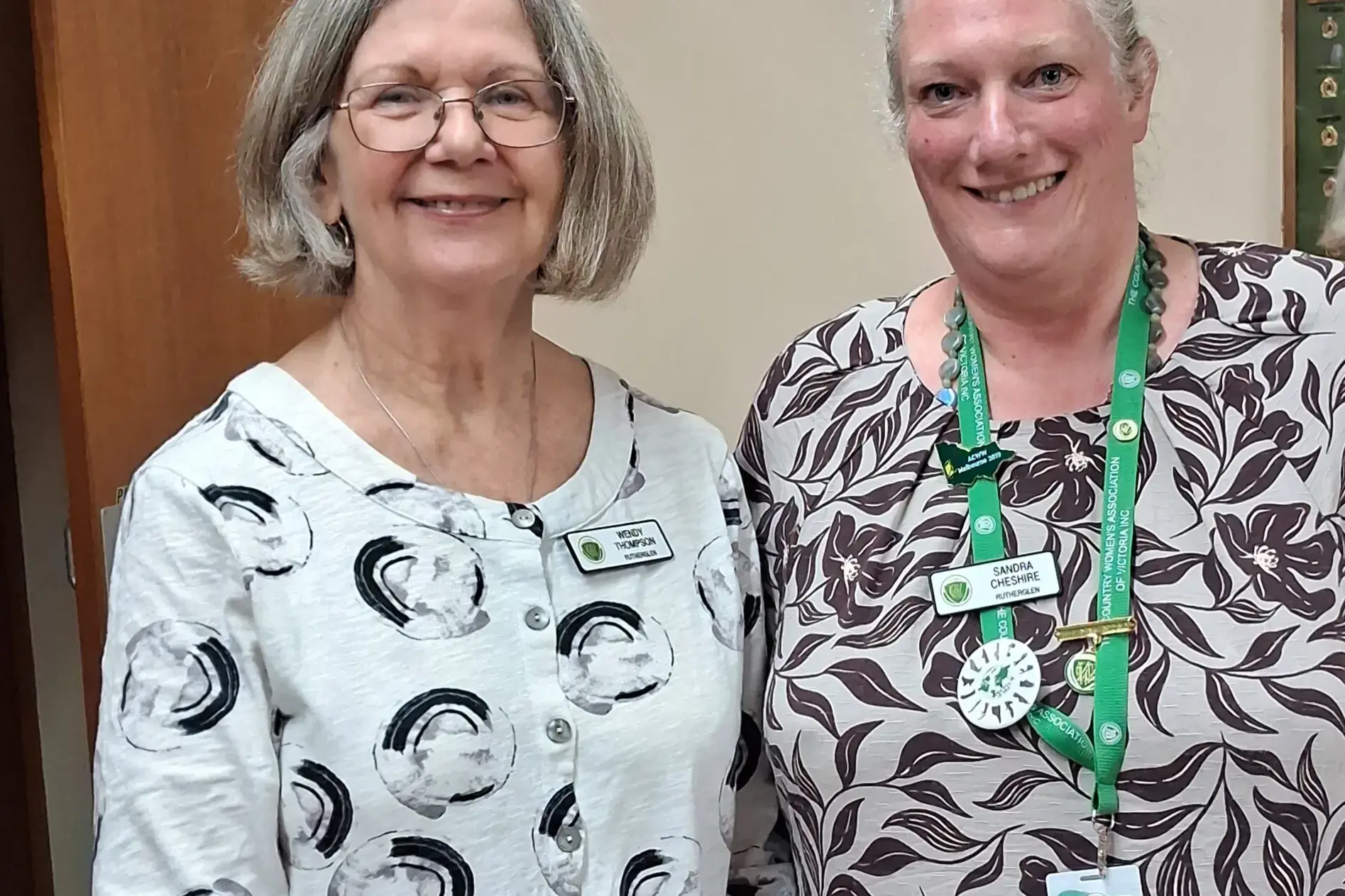 <p>PASSING THE BATON: Past Rutherglen and retiring president Wendy Thompson (left) with newly elected president Sandra Cheshire at Monday\\u2019s meeting. PHOTO: Rutherglen CWA.</p>\\n