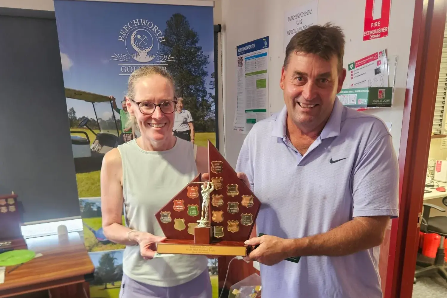 <p>STARTING OFF THE SEASON STRONG: Michelle Spicer and Jamie Donly took out the John and Joan Anderson Mixed Fourball Championships last Sunday with a whopping 50 points. </p>\\n