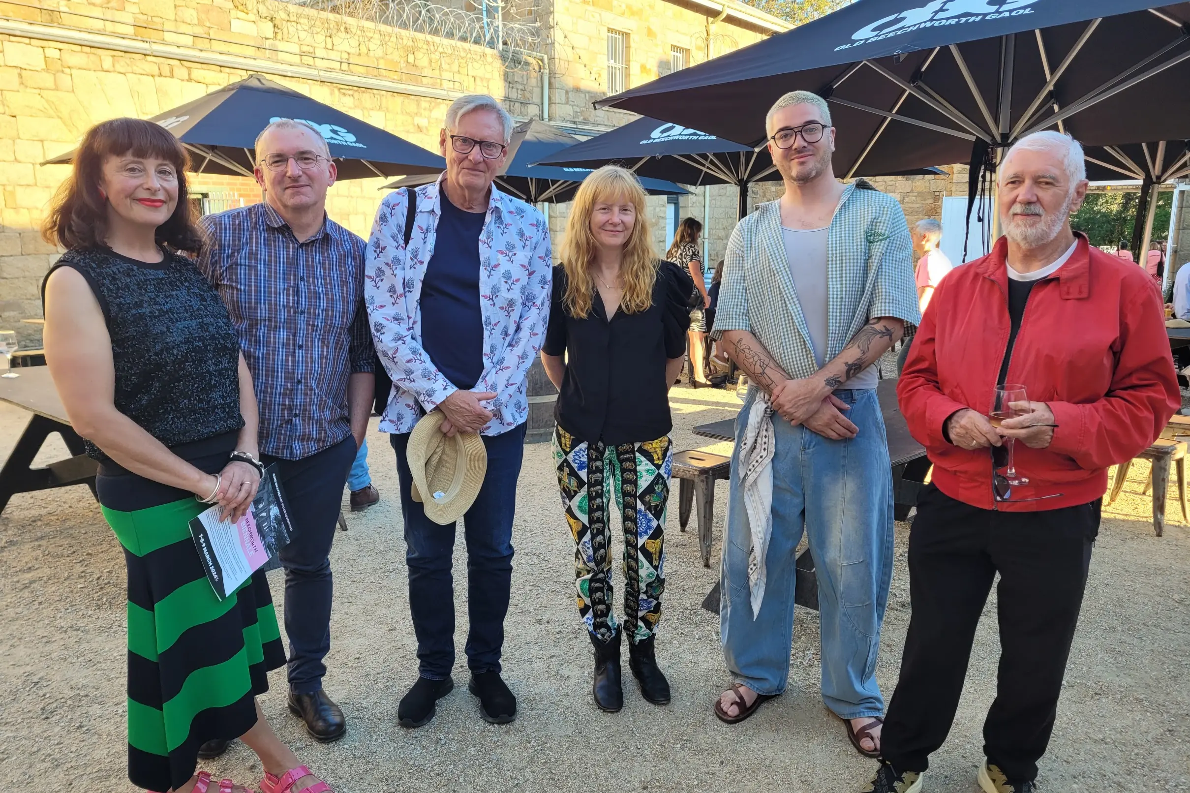 <p>CREATIVES: Beechworth Biennale founder Nina Machielse Hunt (left), special guest MAMA CEO Blair French, artists Derek Kreckler and Zanny Begg, ACCA chief executive and artistic director Myles Russell-Cook and artist Frederick Beel at last Friday night\\u2019s opening. PHOTO: Coral Cooksley</p>\\n