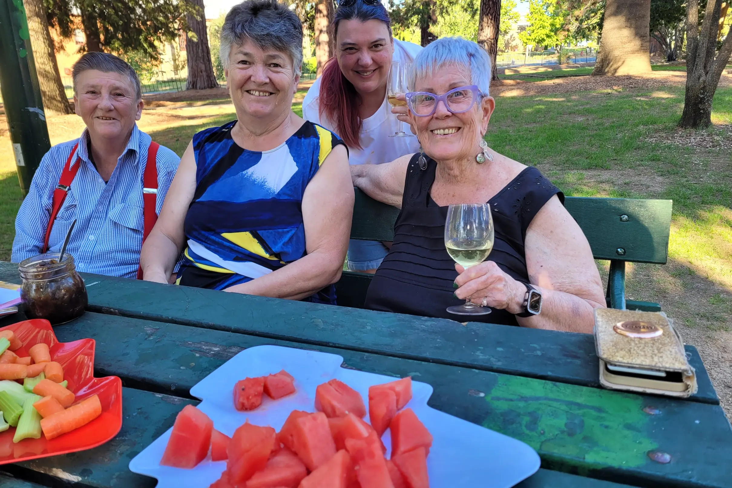 <p>CELEBRATED: Beechworth\\u2019s Helen Gollan (left), Kathryn Chivers, Cheryl Mann (Wodonga) and Beechworth\\u2019s Virginia Mansell-Lees marked International Women\\u2019s Day with a get-together in the Town Hall Gardens. PHOTO: Coral Cooksley </p>\\n