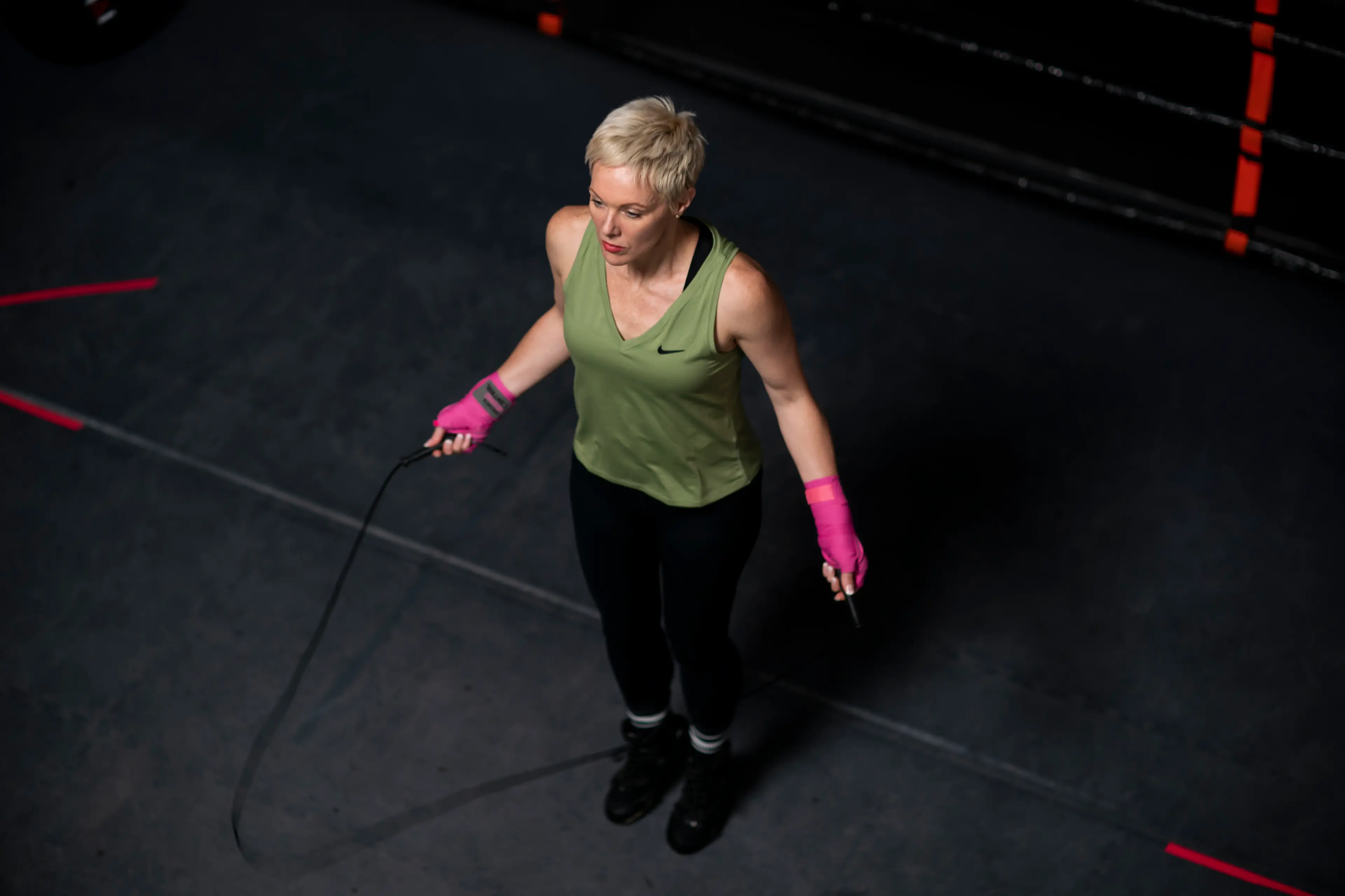 <p>Left Write Hook Founder and CEO Dr Donna Lyon skipping in the gym. Dr Lyon will present her award-winning documentary to support survivors of childhood sexual abuse and gendered violence in Beechworth on 20 April and Benalla on 21 April. PHOTO: Sarah Enticknap</p>\\n