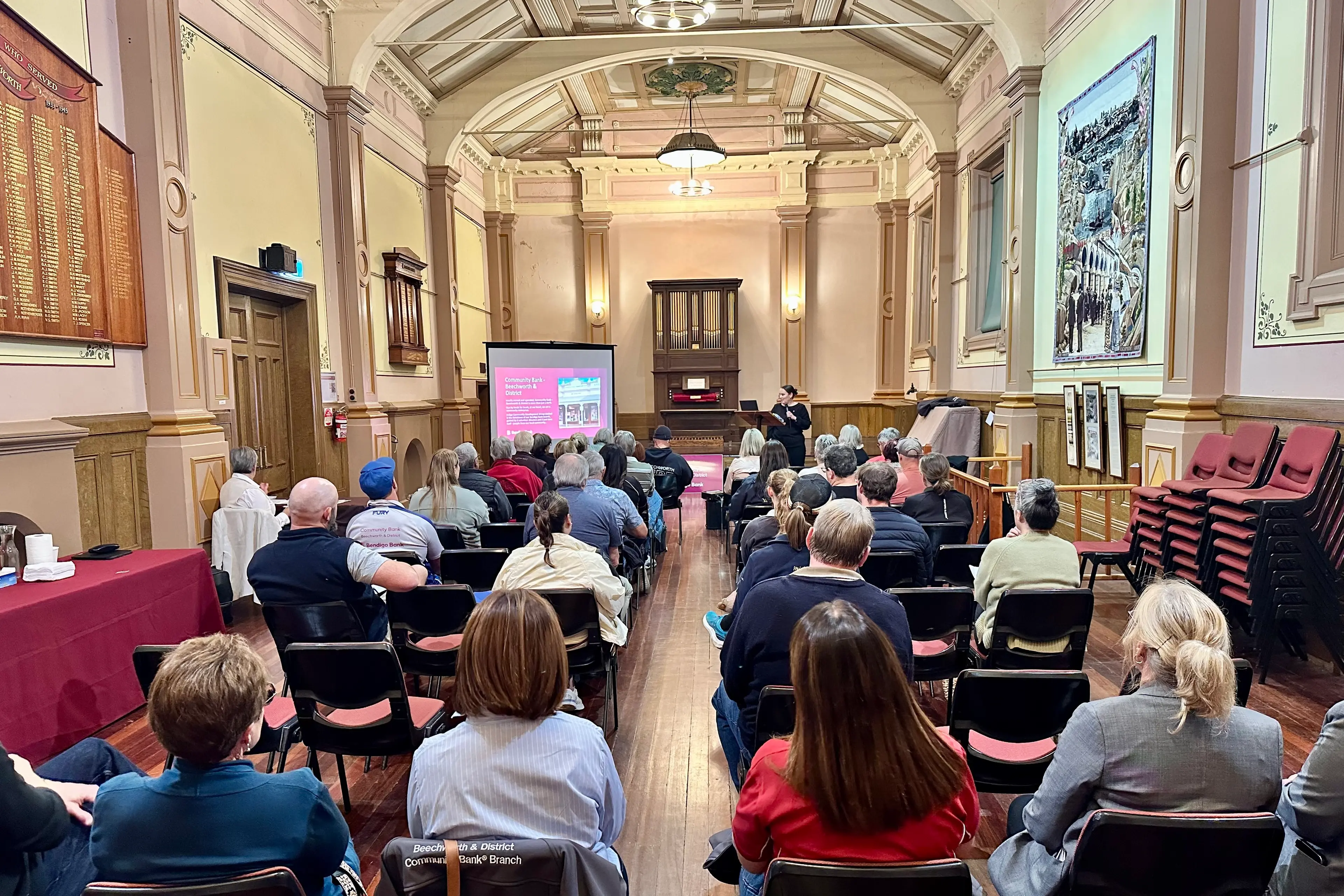 <p>ALL EARS: Community organisation representatives gained valuable information on grants and scholarships including application processes from Community Bank Beechworth & District (Bendigo Bank) at last year\\u2019s information night. </p>\\n