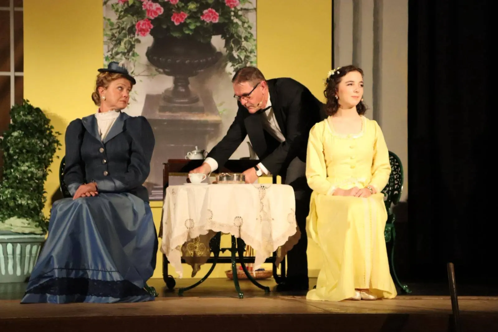 <p>SET TO ENTERTAIN: \\u2018The Importance of Being Earnest actors\\u2019 Alex Nelson (left and plays the character of Gwendolen Fairfax), Brad Buckingham (plays household staff Malen and Merriman) and Charlotte Verrico (as Cecily Cardew). PHOTO: Beechworth Theatre Company.</p>\\n