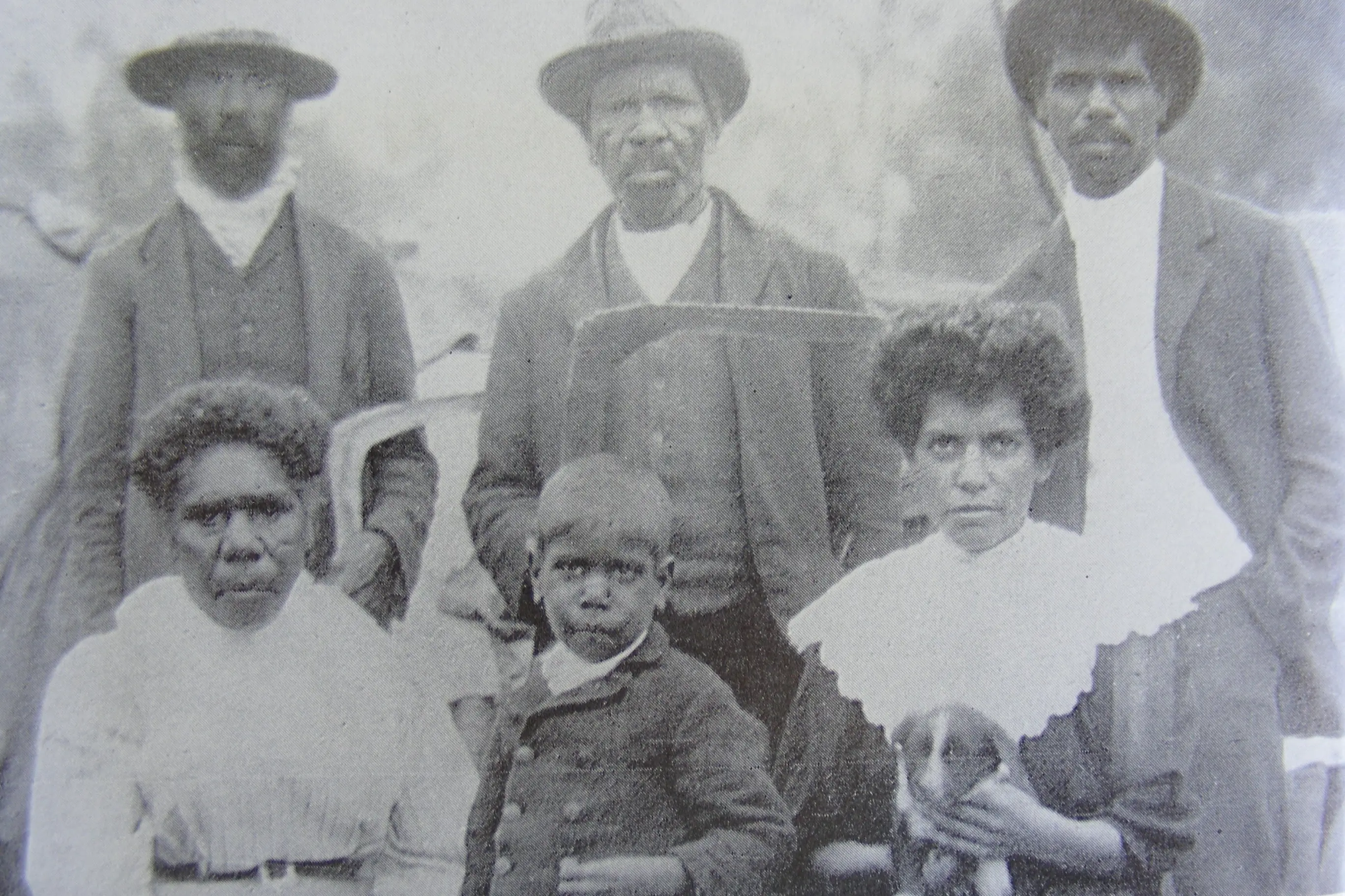 <p>FAMILY AND FRIENDS: Tommy McRae (centre back) with his wife, son and friends at Lake Moodemere. PHOTOS: All from \\u2018Investigating Dispossession\\u2019 edited by Bruce Pennay, Yalmambirra and Paul Grover published by Albury & District Historical Society</p>\\n