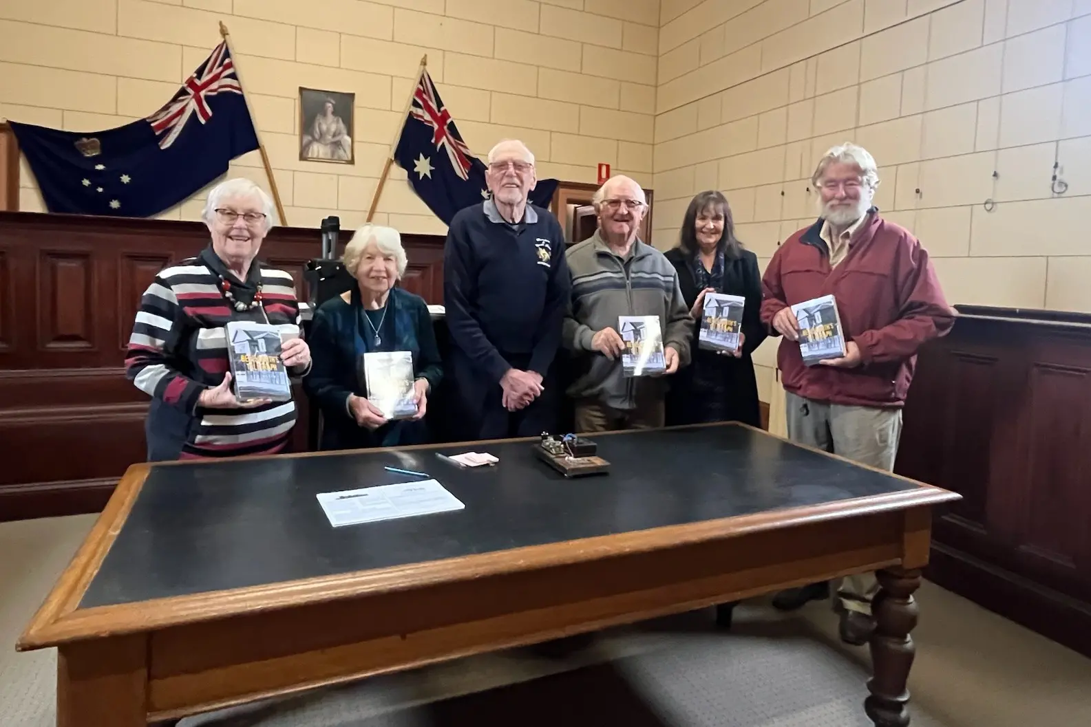 <p>ENJOYED: History lovers Lois Hotson (left), Joan Smith Allen, author Leo Nette, Bill Hotson, Angelina Patterson and Tony Marshall at Saturday\\u2019s event. PHOTO: Belinda Adams</p>\\n