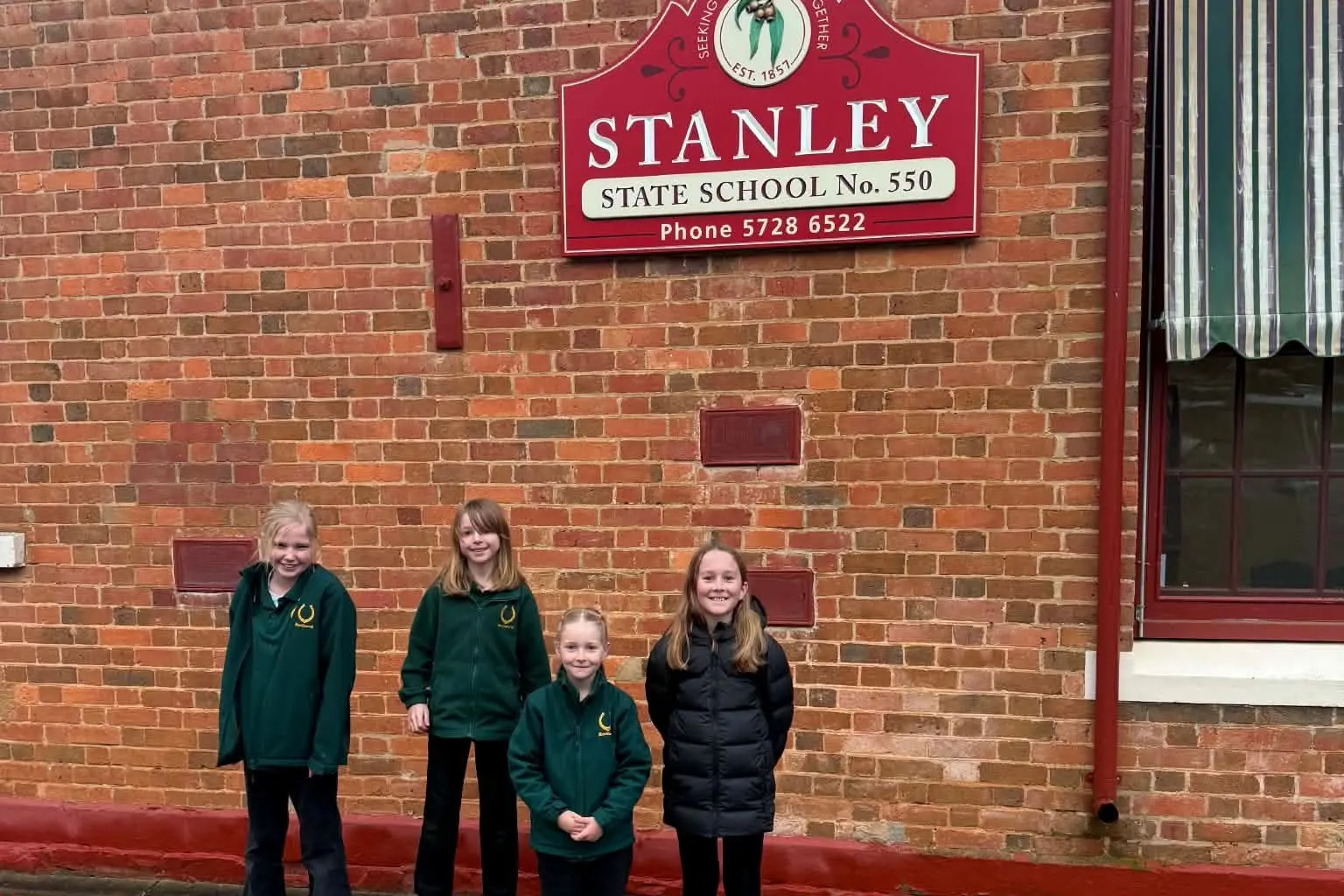 <p>VIABLE FUTURE: Students who could be at the Stanley School if it was open \\u2013 Koko Saunders (left), Remy Schmoltzer with siblings Indi and Lani Bockman. Photographed at the Stanley School.</p>\\n