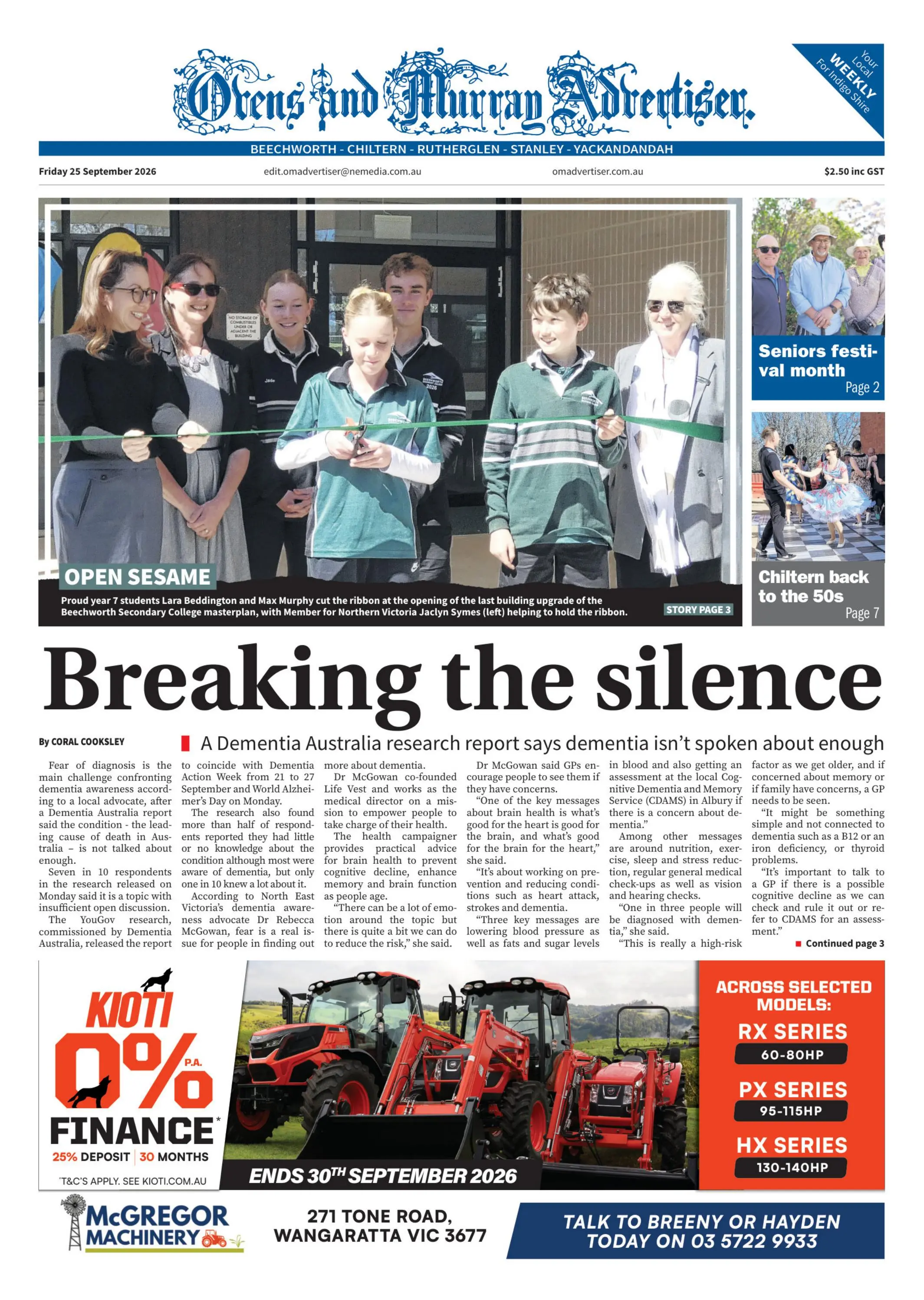 Ovens & Murray Advertiser, Friday, 25 September, 2026