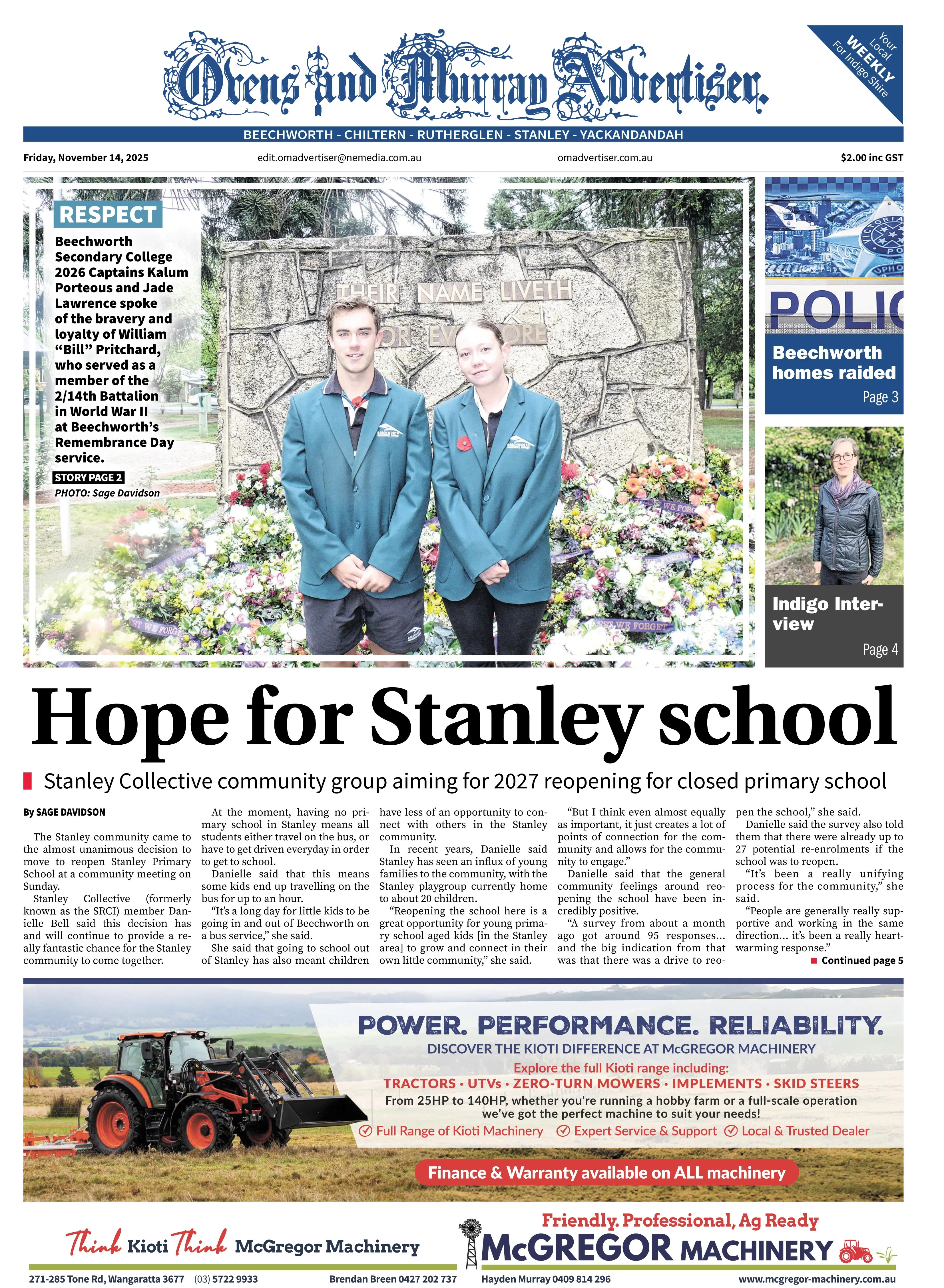 Ovens and Murrary Advertiser, Friday, November 14, 2025