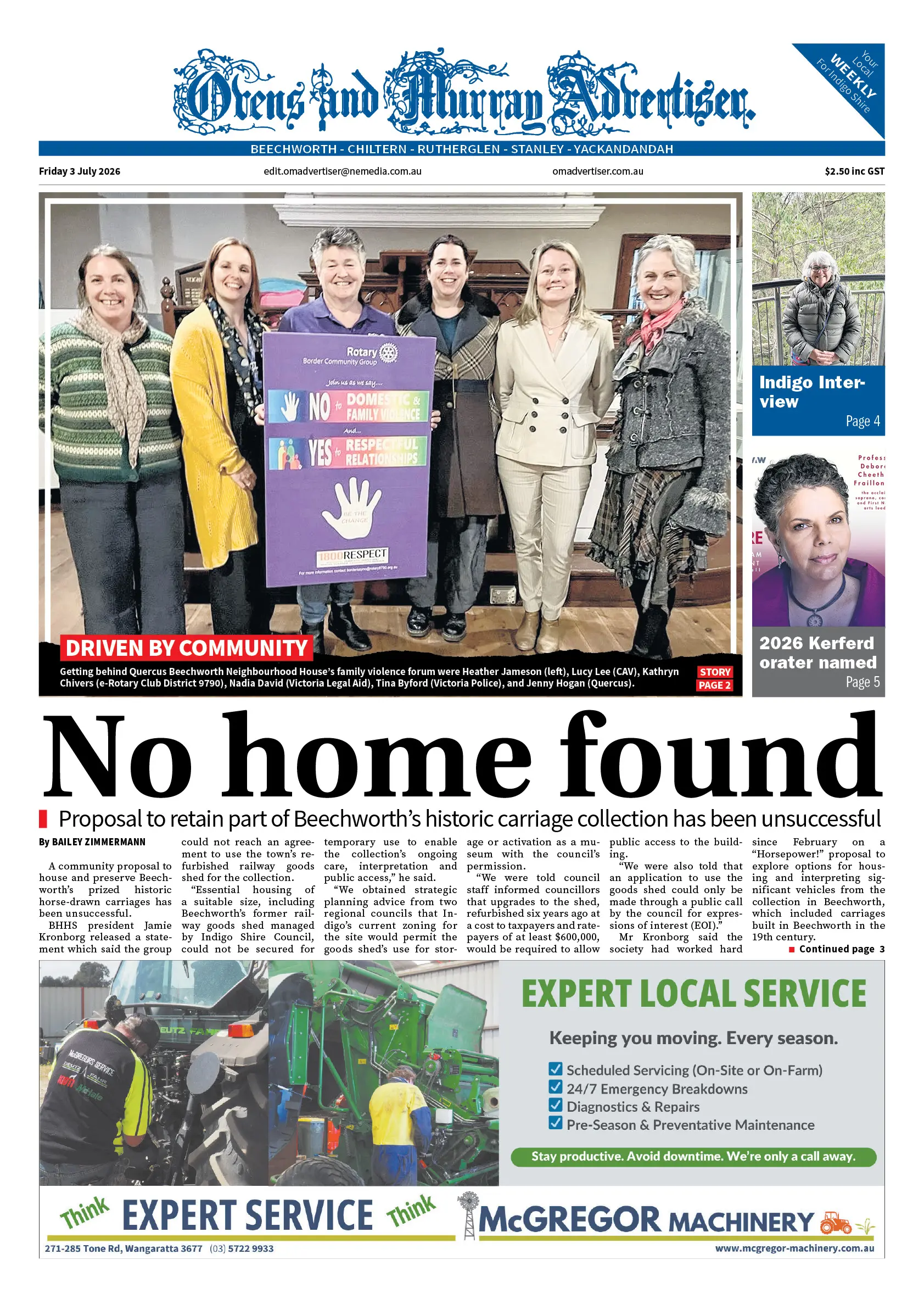 Ovens & Murray Advertiser, Friday 3 July 2026